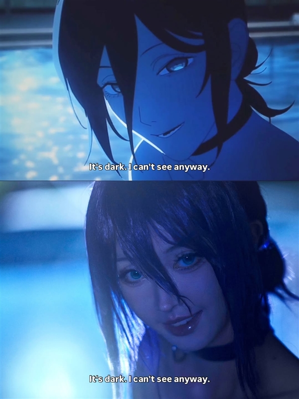 想成为电次! 美女coser还原《电锯人 蕾塞篇》泳池名场面