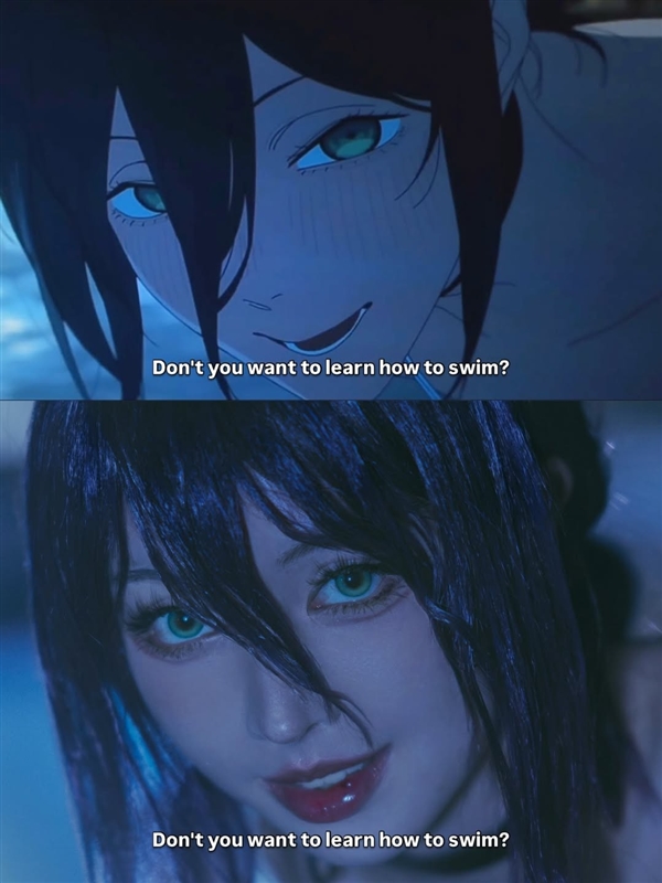 想成为电次! 美女coser还原《电锯人 蕾塞篇》泳池名场面